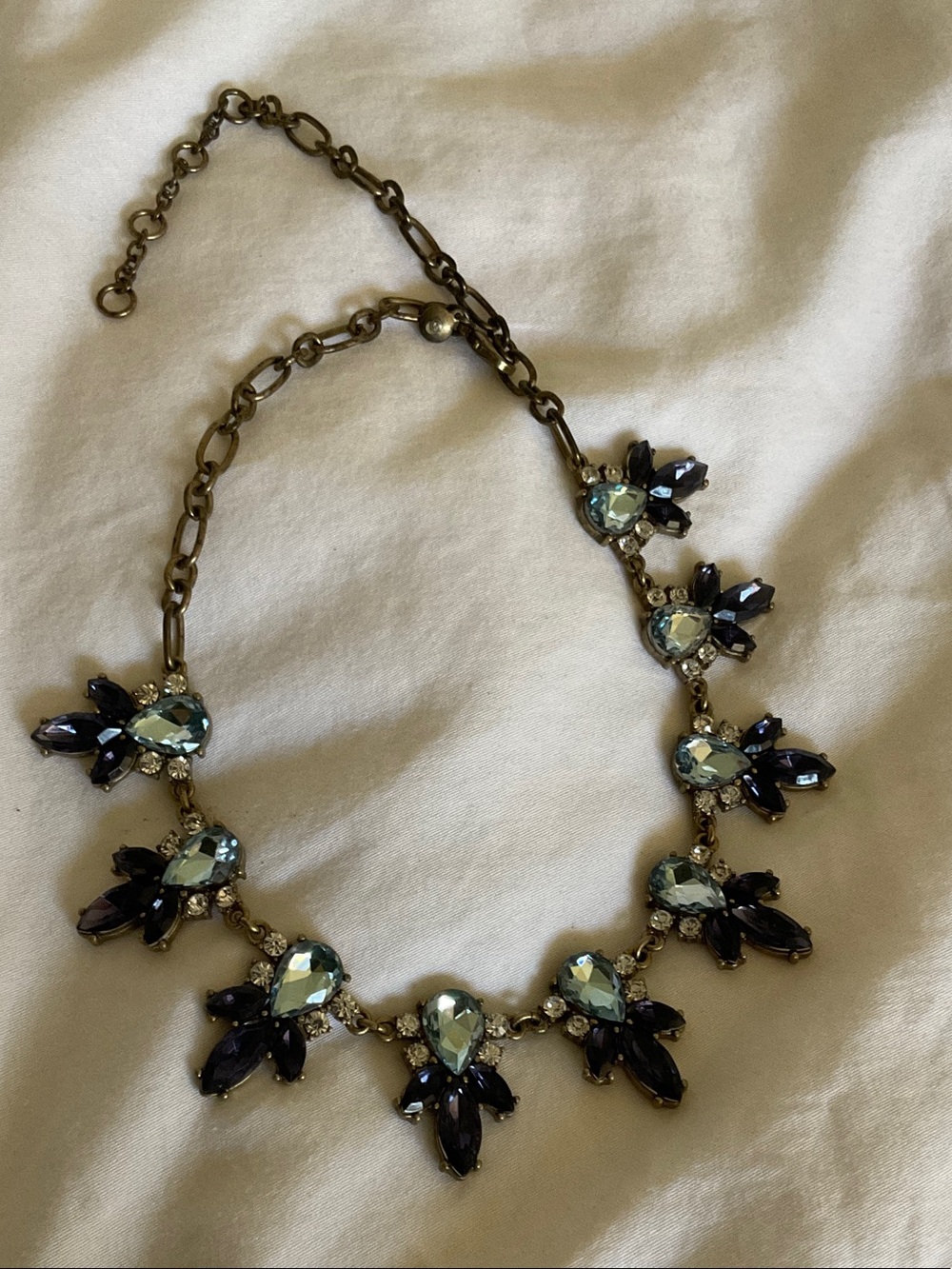 J. Crew Blue Teardrop and Navy Crystal Statement Necklace